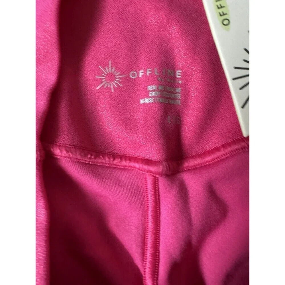 OFFLINE By Aerie Real Me Liquid Shine Cropped Legging fuchsia pink size large